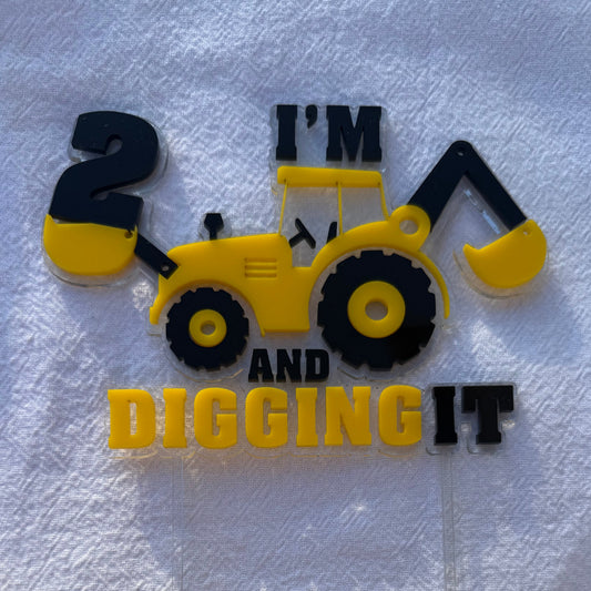 I'm 2 and Digging It Cake Topper