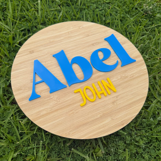 25cm Bamboo Backed Name Plaque