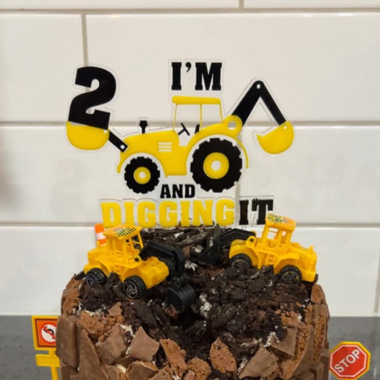 I'm 2 and Digging It Cake Topper