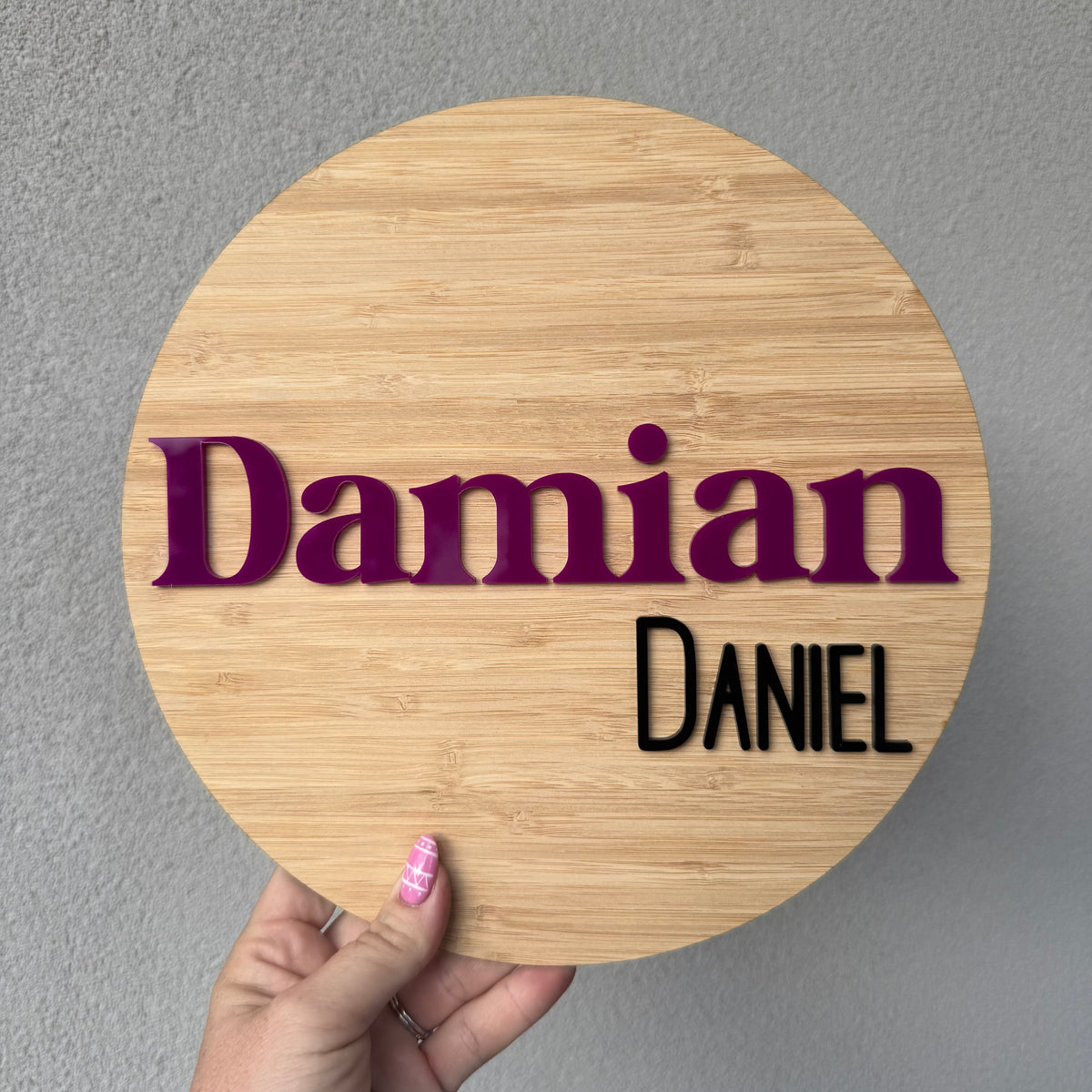 25cm Bamboo Backed Name Plaque